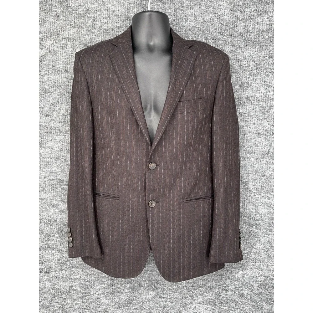 Etro Blazer Mens IT 48 Brown Wool Stripe Sport Coat Jacket Silk Lining Italy